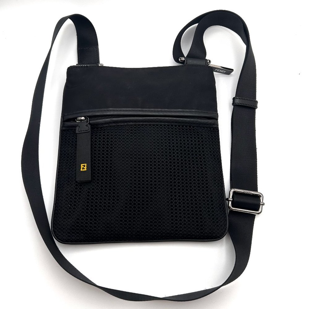 REDUCED!  Fendi RARE Nylon with Leather and Mesh Trim Crossbody Bag